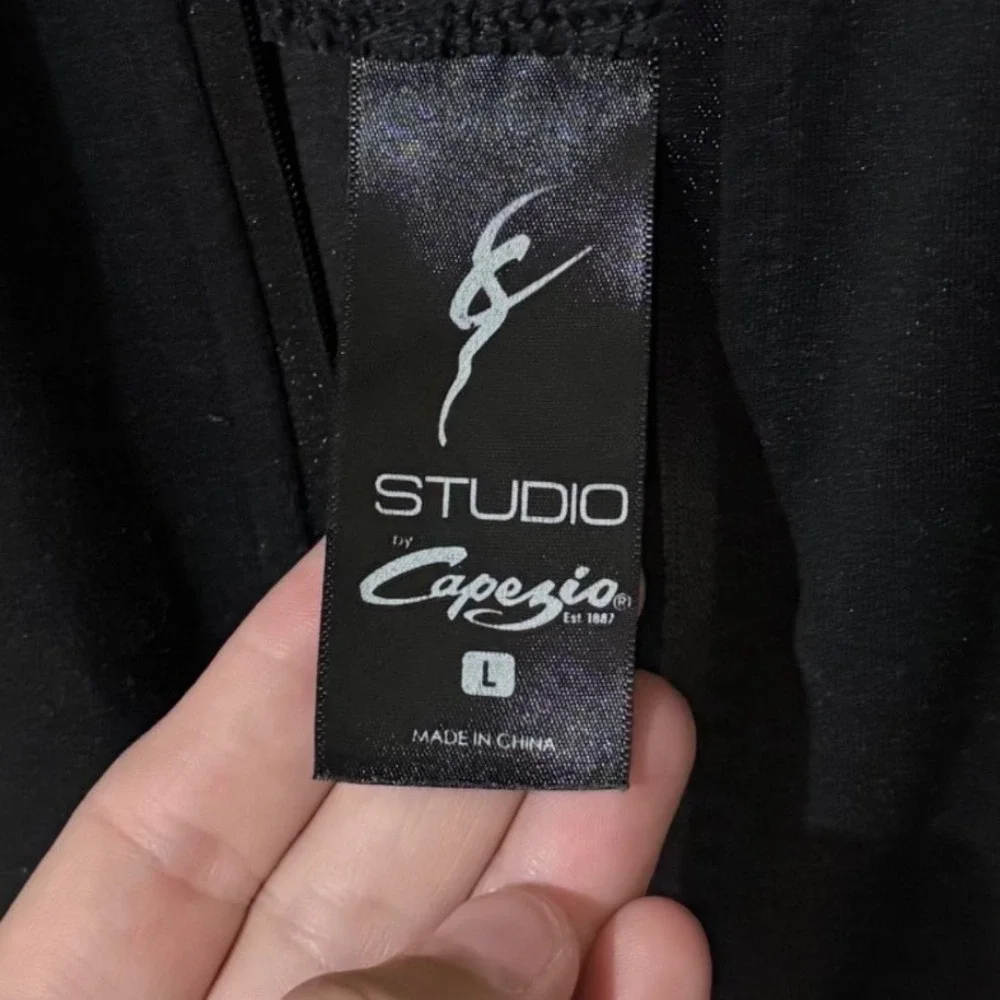 Studio by Capezio Womens Black Mesh Panel Full Zip Athletic Jacket Large L